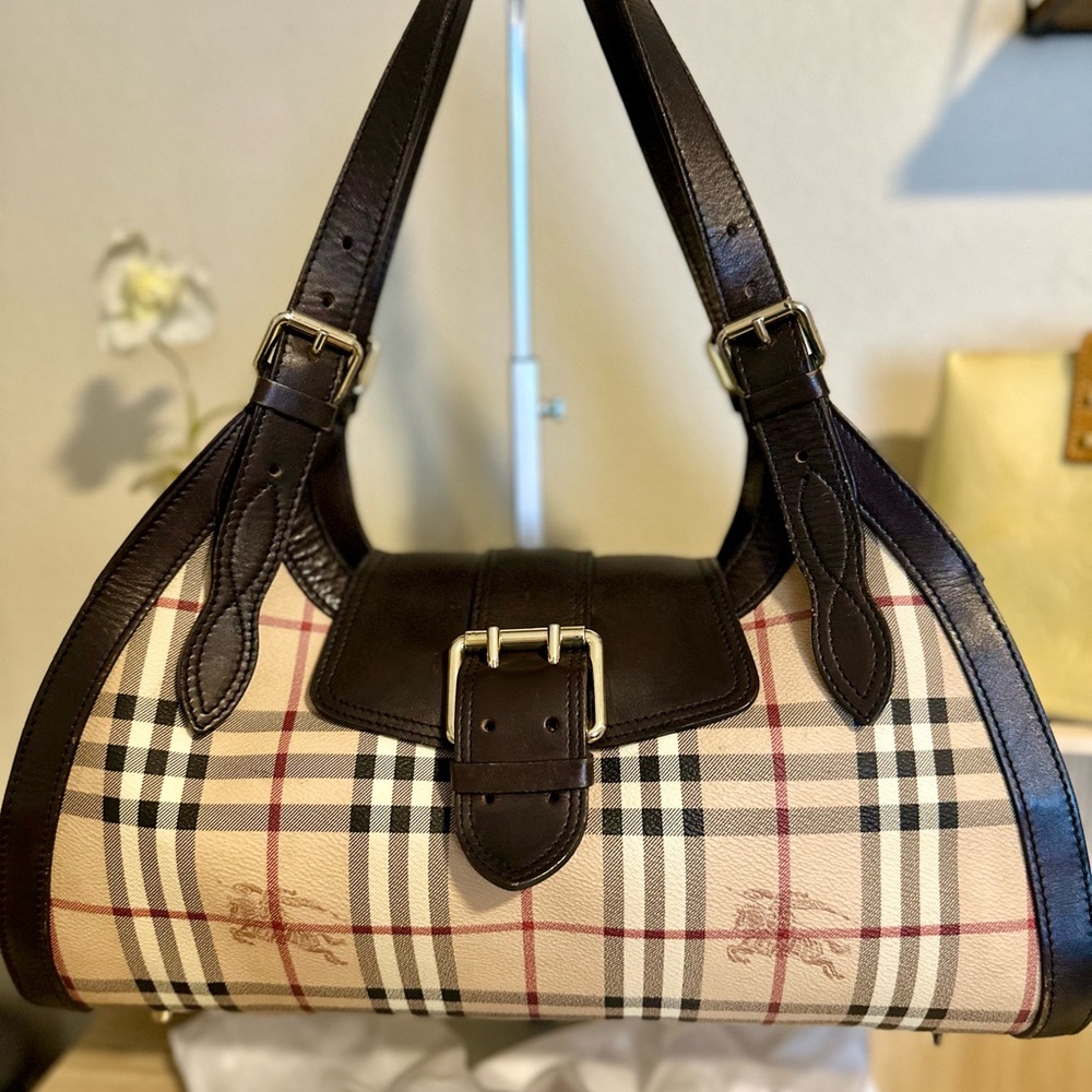Burberry Nova Check Shoulder Bag PVC Leather